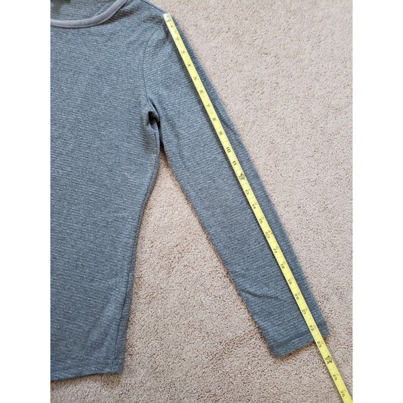 T By Talbots Long Sleeve Metallic Velvet Neck Top Shirt Silver-gray Size S - Picture 5 of 7